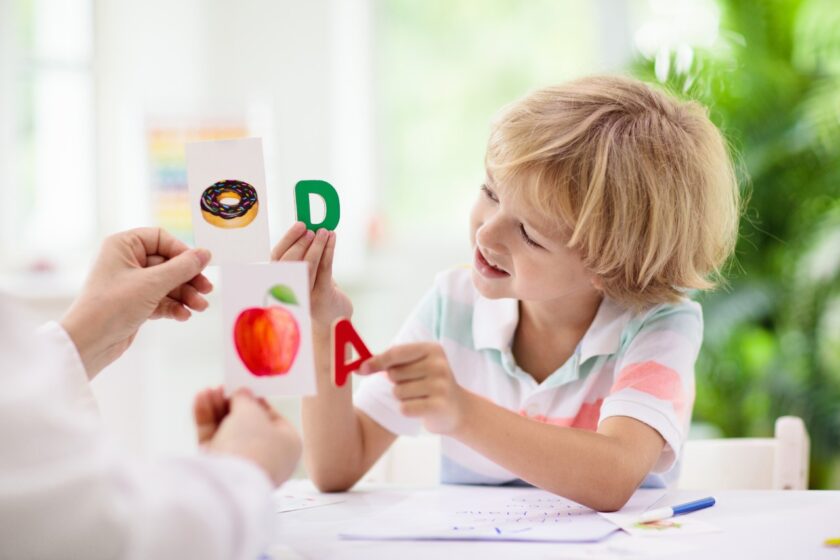 Kids learning with Alphabet letters.